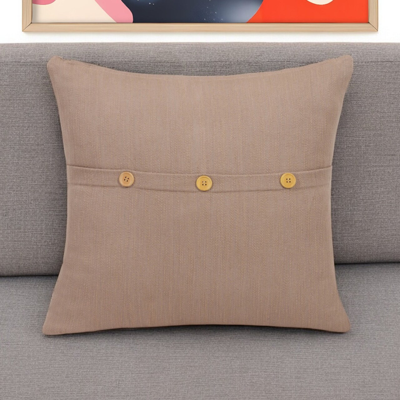 Edge Collections - 20-inch H x 20-inch W x 4-inch D - Brown - Cozy Decorative Throw Pillow with Buttons - 1 Piece